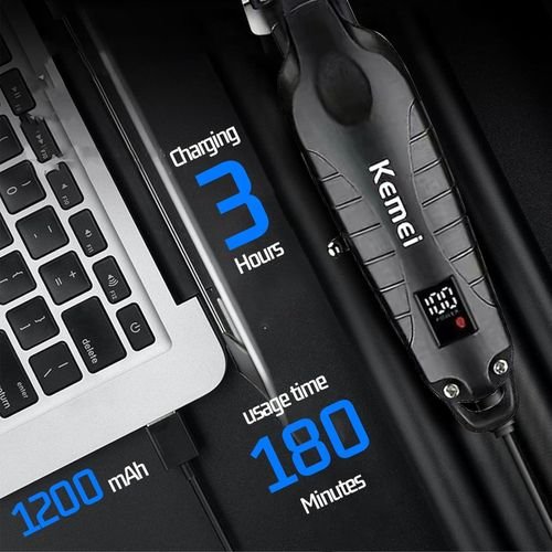 Tondeuse À Cheveux Électrique Professionnel Rechargeable Sans Fil Kemei KM-2293 – Image 2