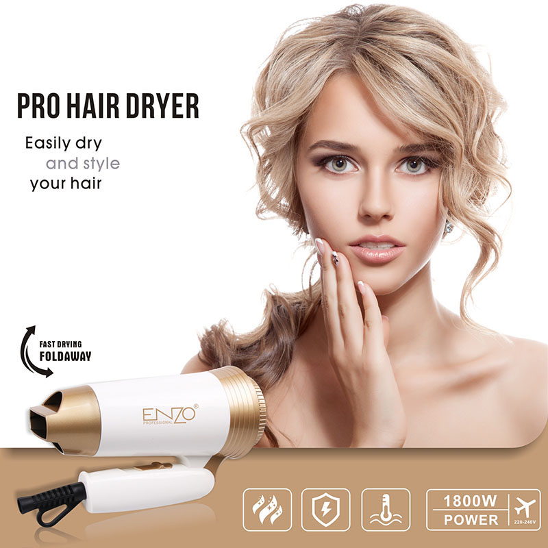 Sèche-cheveux de Voyage Pliable Professional 1800W Avec Températures Réglables Enzo EN-607 – Image 2