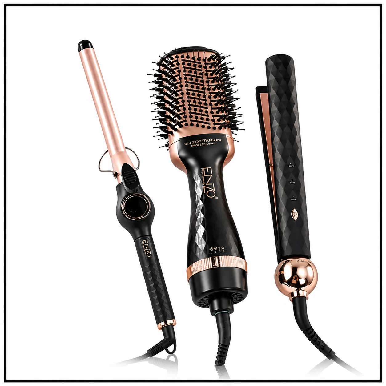Coffret Enzo original Professionnel Brosse lisseur Chauffant Supercare PRO – Coffret 3 en 1 EN-3311 – Image 2